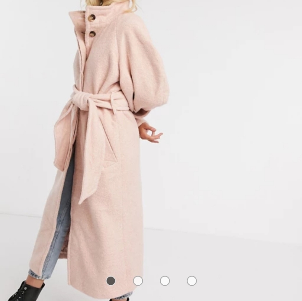 Ballon Sleeve Funnel Neck Coat